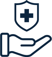 ion of hand cradling a healthcare cross shield