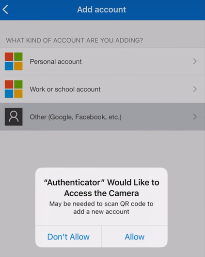 Authenticator would like to access camera