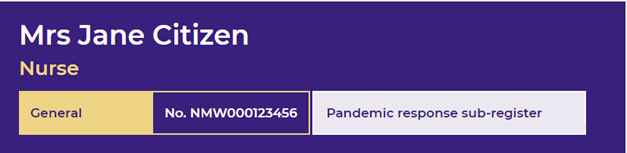 Pandemic response sub-register notation 