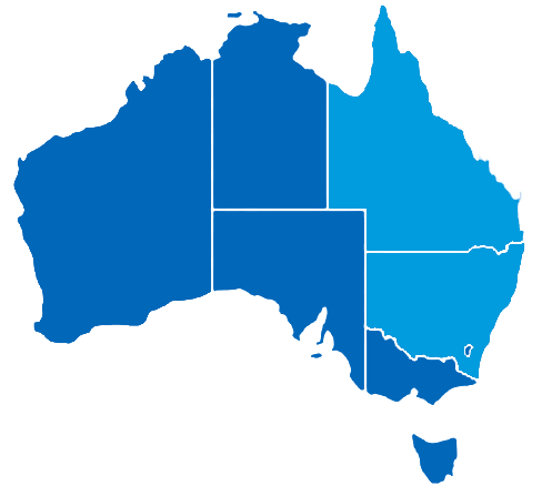 Map of Australia with NSW and Qld highlighted