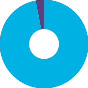 Pie chart showing percentage of National Board matters decided by tribunals in 2017-18 by action. Light blue: 97%. Purple: 3%.