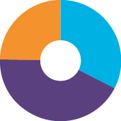 Pie chart showing percentage of National Board matters decided by panels in 2017-18 by action. Light blue: 32.7%. Purple: 42.9%. Orange: 24.5%.