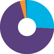 Pie chart showing percentage of offence complaints opened by category in 2017-18. Light blue: 26.1%. Purple: 69.7%. Orange: 3.2%. Blue: 1.0%.